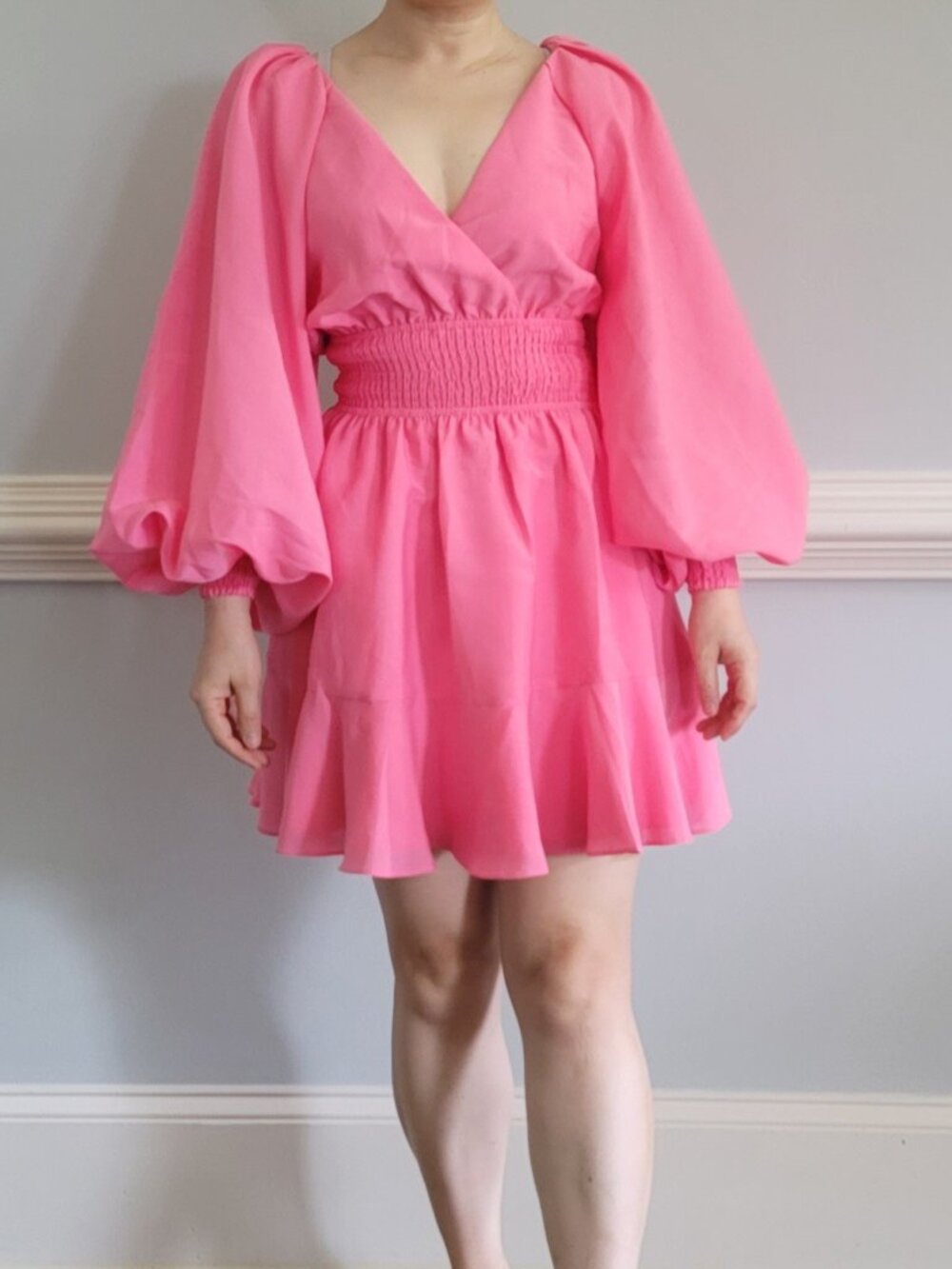 Keepsake the Label Hot Pink Puff Sleeve Mini Dress